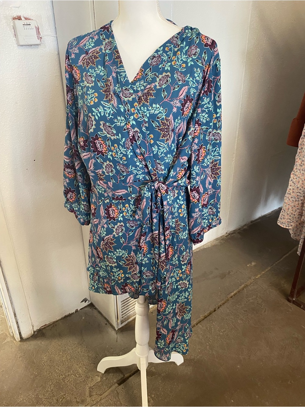 torrid Teal Floral Wrap Blouse